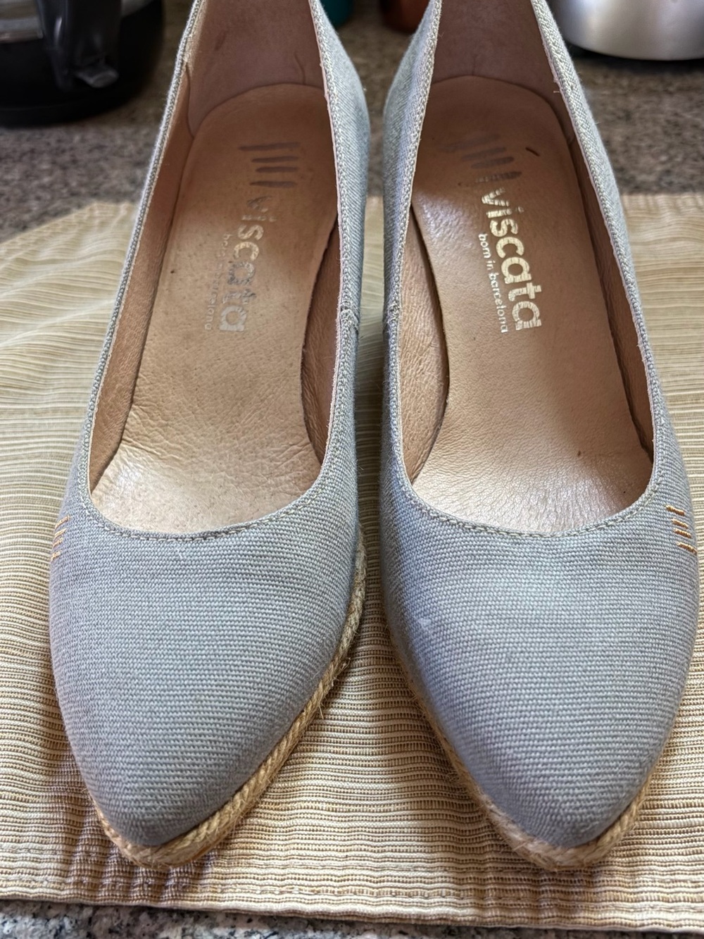 Misccotta Pointed Espadrille Flats in Light Gray